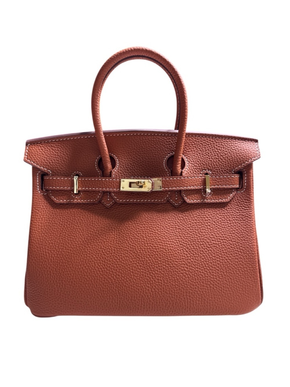 Miller Viral Brown Leather Tote Bag Gold Hardware Top Handle Satchel